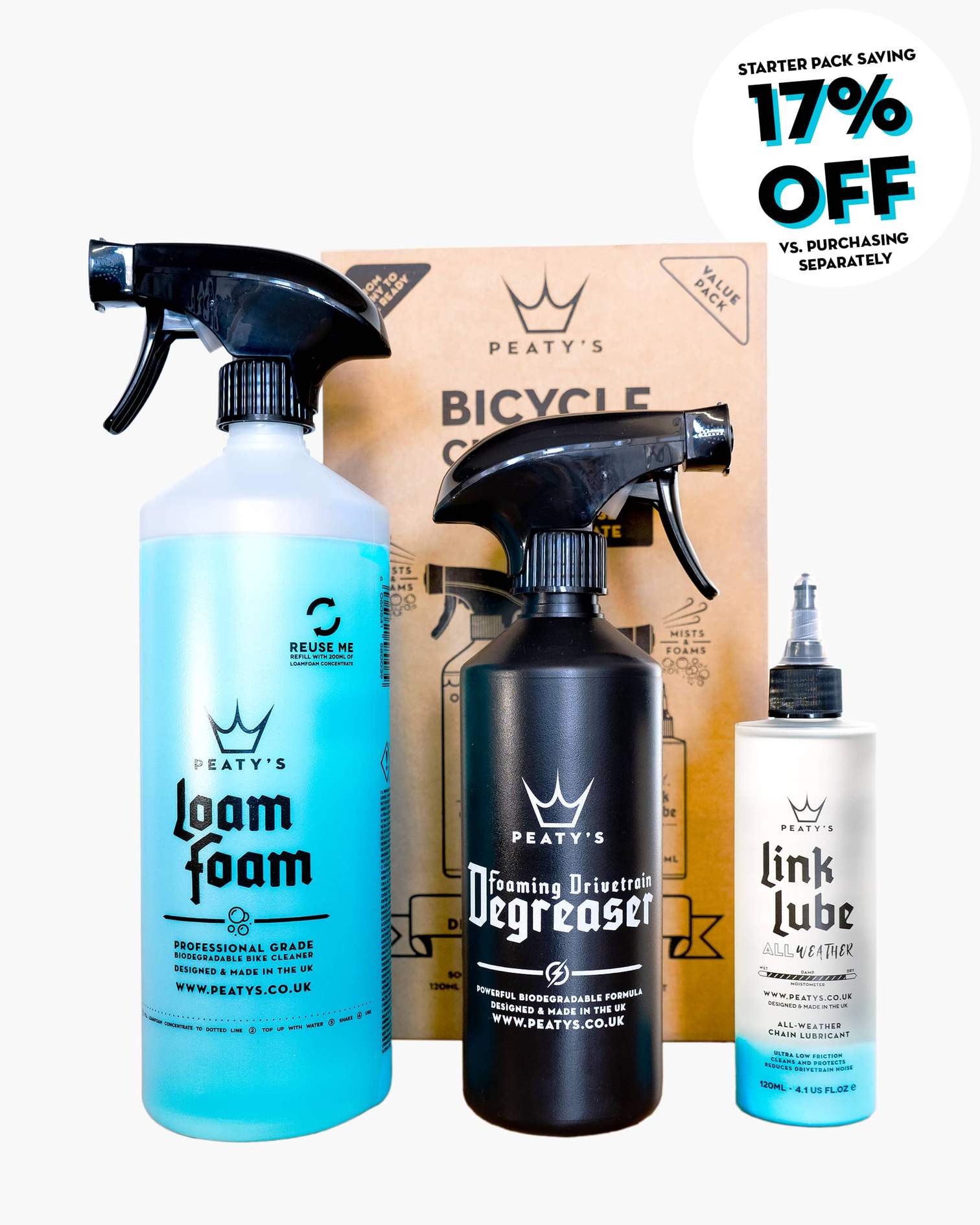 Peaty's Wash Degrease Lubricate Starter Pack